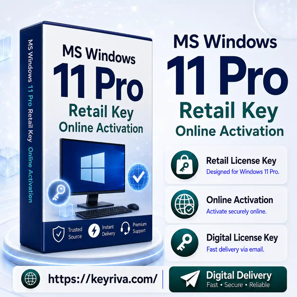 MS Windows 11 Pro Retail License Key – 32 64-bit Online Activation MS Windows 11 Pro Retail License Key – 32/64-bit Online - Image 1