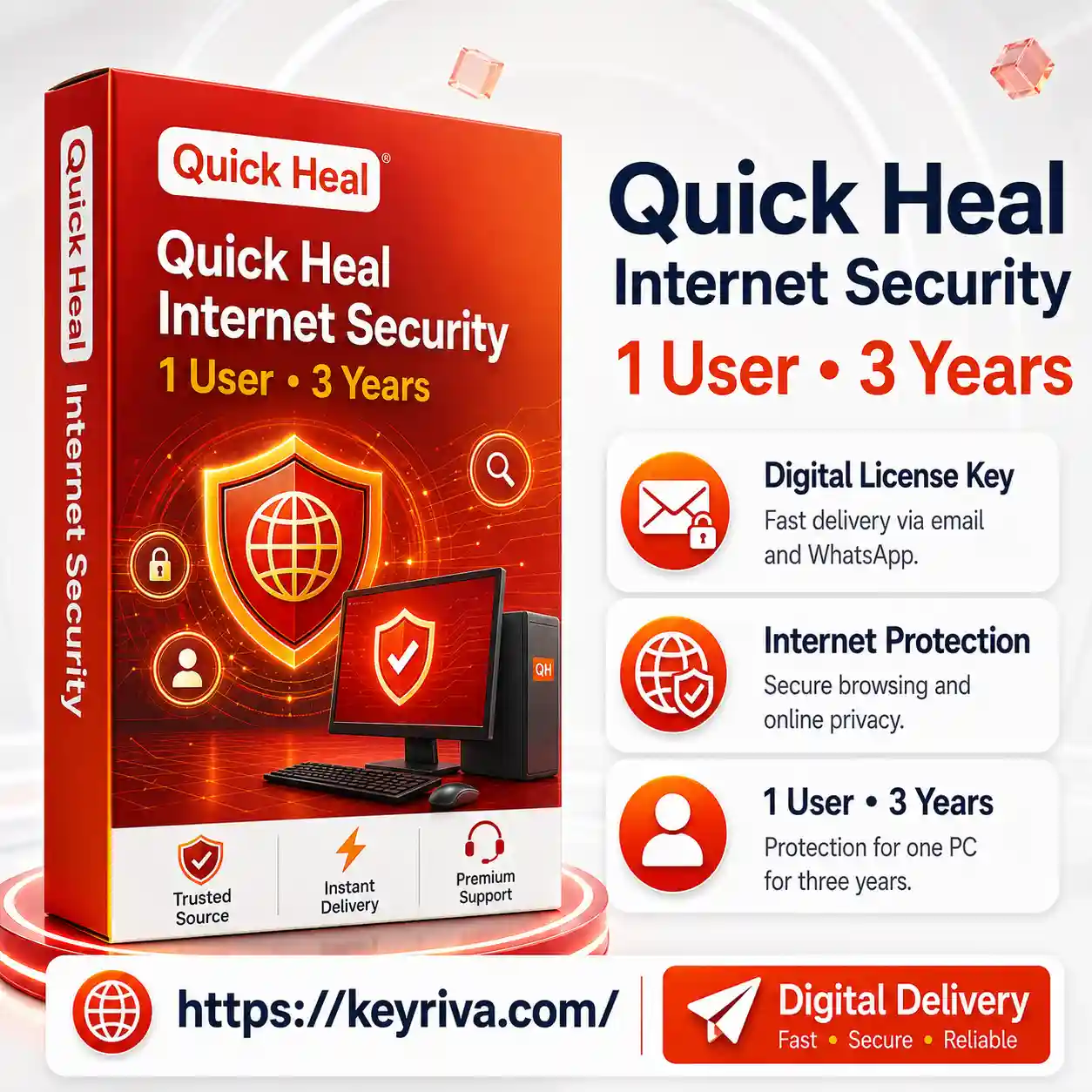 Quick Heal Internet Security – 1 User, 3 Year License Quick Heal Internet Security 1 User 3 Year License - Image 1