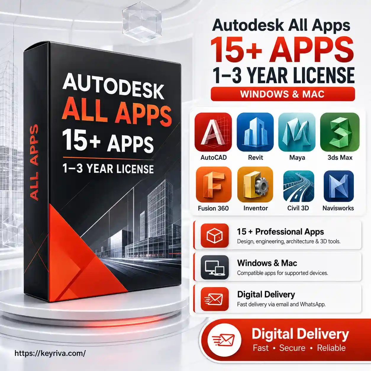 Autodesk All Apps – 15+ Apps 1–3 Year License Windows & Mac Autodesk All Apps 15+ Apps – 1–3 Year License | Windows & Mac - Image 1