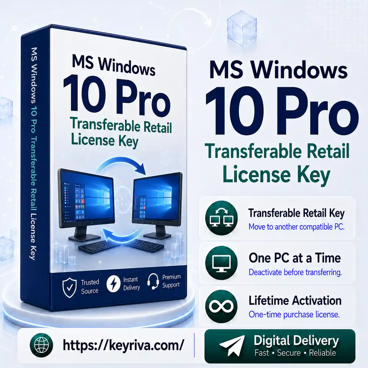Windows 10 Pro Transferable Retail License Key MS Windows 10 Pro Transferable Retail License Key - Image 1