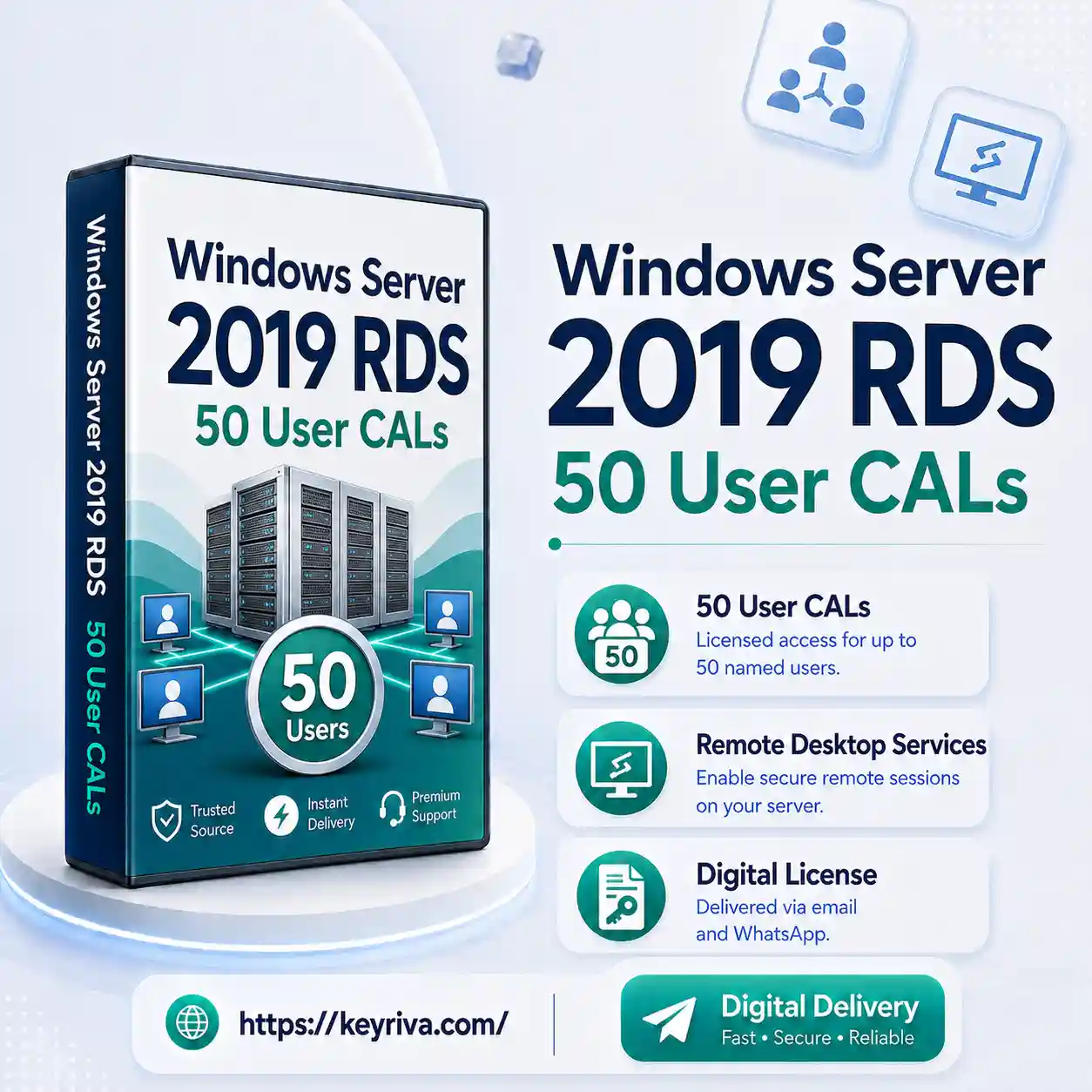 MS Windows Server 2019 RDS – 50 User CALs MS Windows Server 2019 RDS – 50 User CALs - Image 1