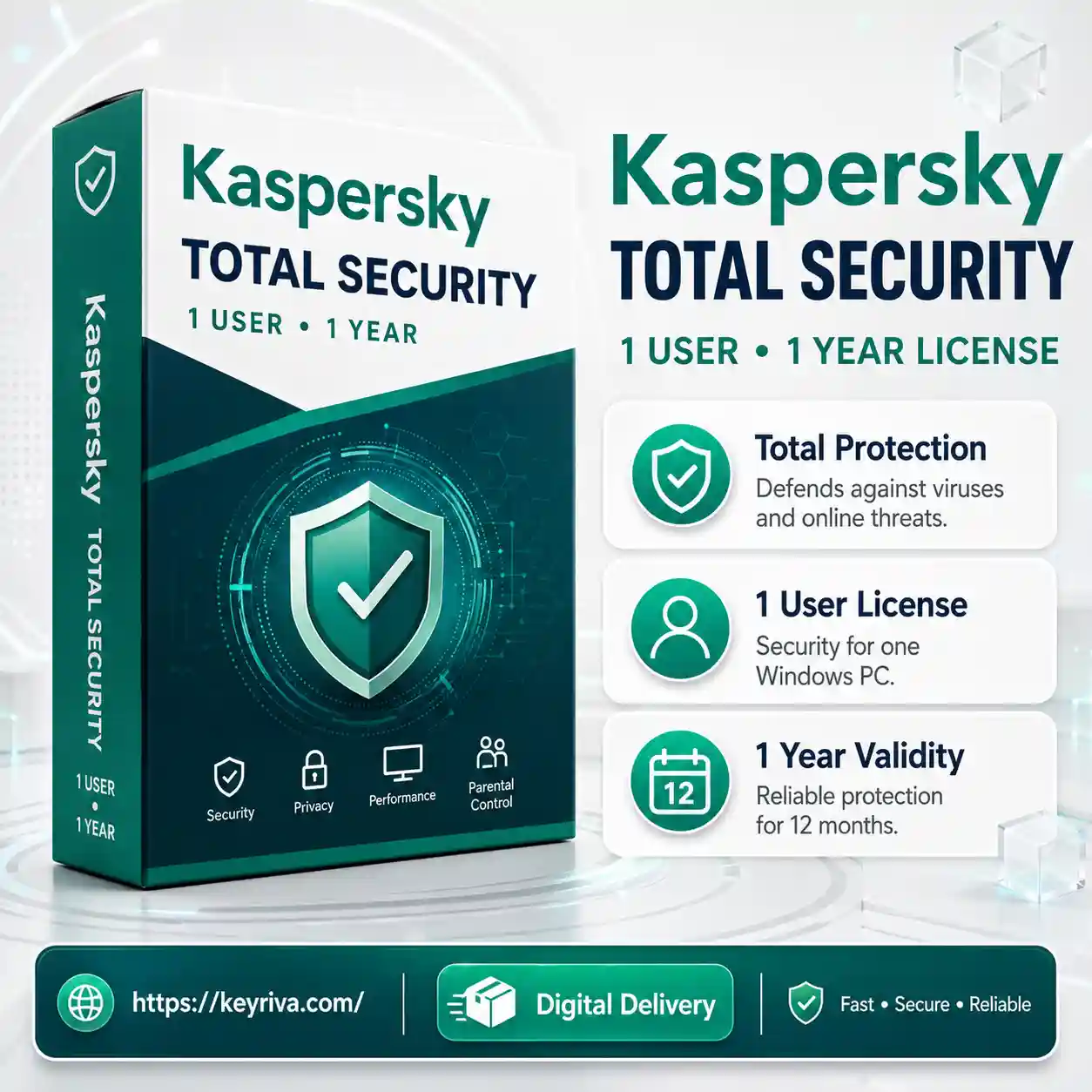 Kaspersky Total Security – 1 User, 1 Year License Kaspersky Total Security 1 User 1 Year License - Image 1